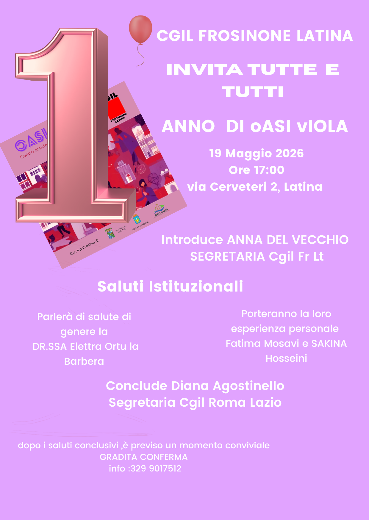 19 Maggio                                                           Oasi Viola, un anno  di lotta ,diritti e solidarietà