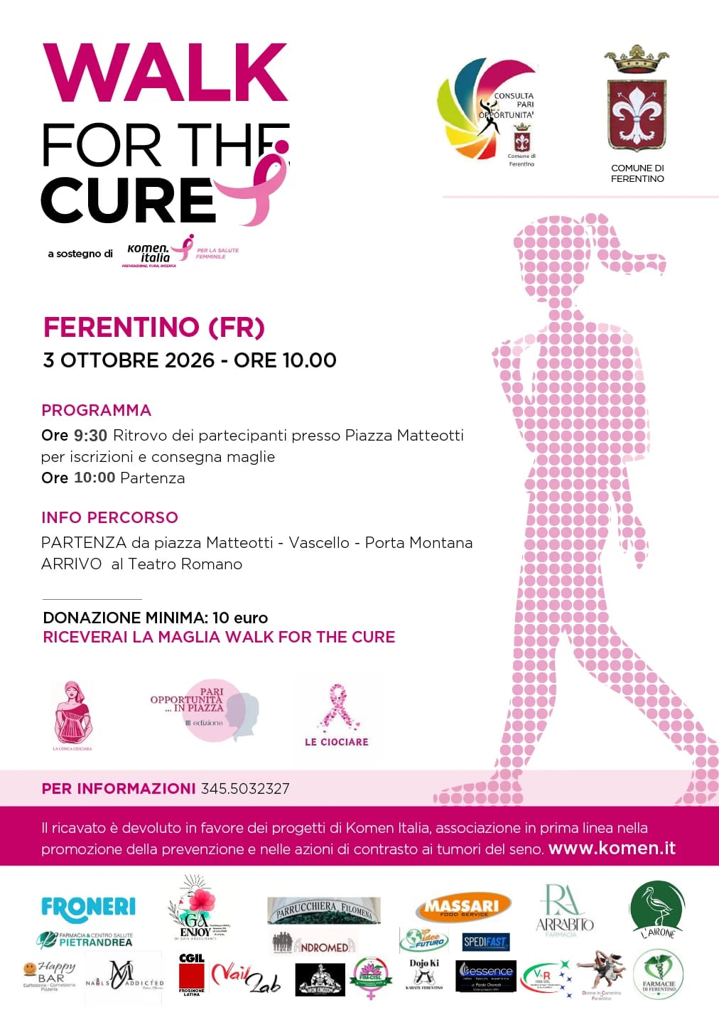 La Cgil FrLt aderisce all’iniziativa for the Cure, la camminata in rosa per sensibilizzare e raccogliere fondi per i progetti di Komen Italia per la lotta ai tumori del seno,